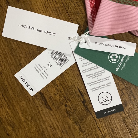 💥HOST PICK💥 NWT LACOSTE SPORT COLOUR-BLOCK SPORT LEGGING RED, PINK, GREEN - Picture 2 of 12